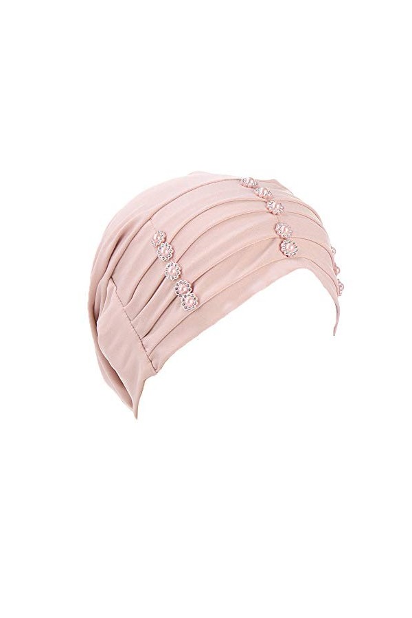 JDYaoYing Turban avec cristal musulmane hijab cancer écharpe foulard pour femme - rose - Taille unique