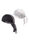 Baoblaze 2x Skull Cap Head Wrap Cap Moto Biker Hat Bandana Écharpe - Noir et Blanc