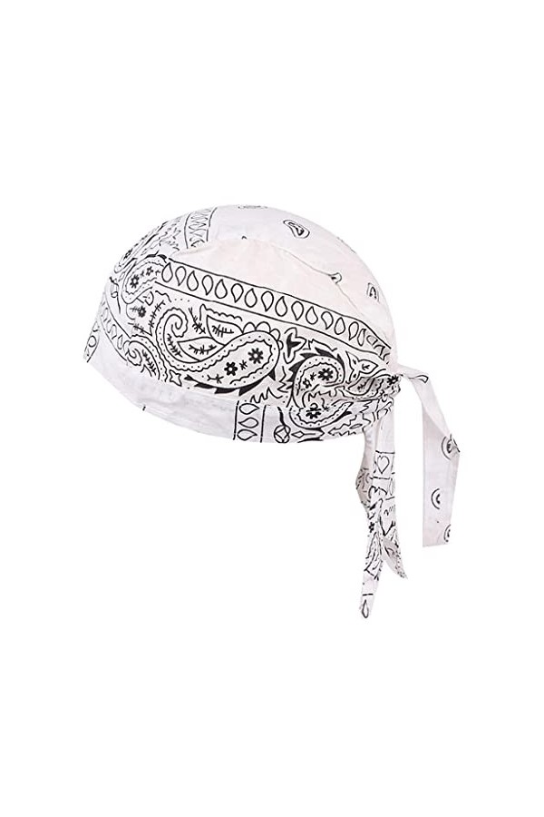Baoblaze 2x Skull Cap Head Wrap Cap Moto Biker Hat Bandana Écharpe - Noir et Blanc