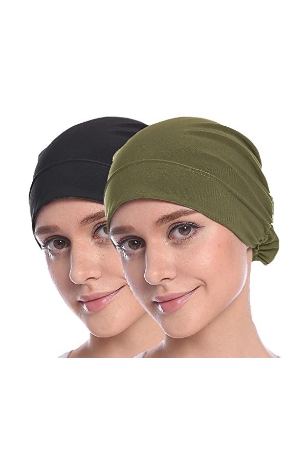 MOWEN 2 pièces Hijab Bonnet Hijab Écharpe Hijab Bonnet pour femme, 34-36, taille unique