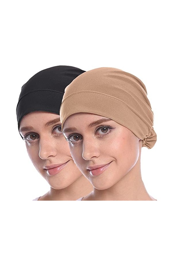 MOWEN 2 pièces Hijab Bonnet Hijab Écharpe Hijab Bonnet pour femme, 34-36, taille unique