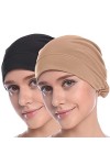 MOWEN 2 pièces Hijab Bonnet Hijab Écharpe Hijab Bonnet pour femme, 34-36, taille unique