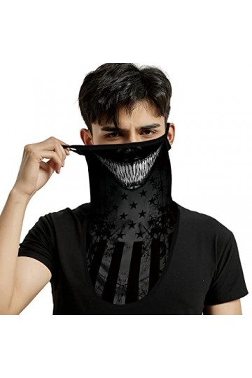ShopINess Cache-cou Foulard Couvre-Visage avec Boucle doreille Unisexe Adultes pour les Fêtes Halloween Carnaval Moto Sport 
