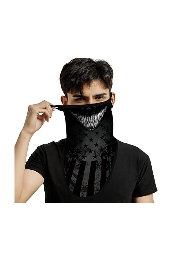 ShopINess Cache-cou Foulard Couvre-Visage avec Boucle doreille Unisexe Adultes pour les Fêtes Halloween Carnaval Moto Sport 
