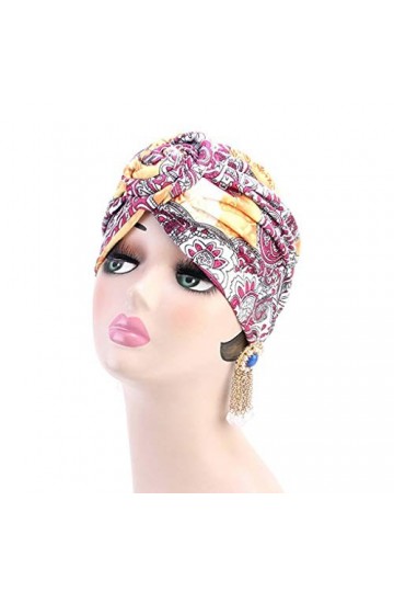 Forbestest Musulman Turban noueuse Headwrap Femmes Motif africain Polyester Coton Chemo perte de cheveux élastique écharpe tê