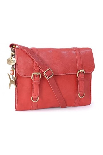 Catwalk Collection Handbags - Cuir Véritable - Sac à Main/Sac Bandoulière/Sac Besace/Sac Porté Croisé - Femme - AMY - Rouge