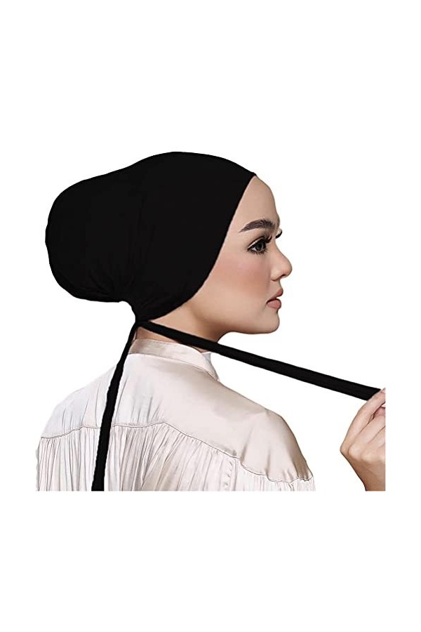 Gintdinpu Femmes sous Écharpe Chapeau Hijab Cap Réglable Islamique Musulman sous Écharpe Hijab Cap avec Tie-Back Fermeture