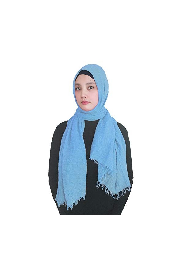 Lina & Lily Musulmane Foulard Hijab Franges Maxi Stretch Gris Foncé 
