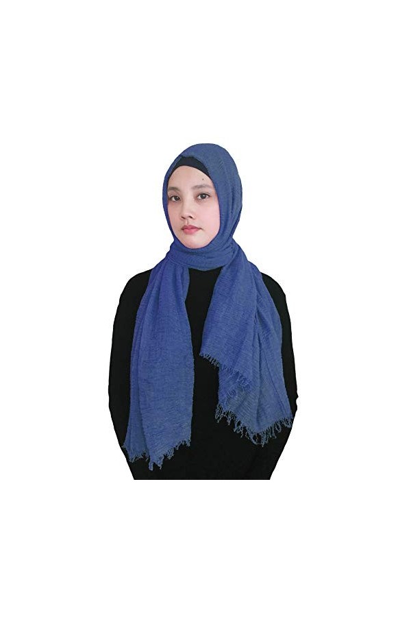 Lina & Lily Musulmane Foulard Hijab Franges Maxi Stretch Gris Foncé 