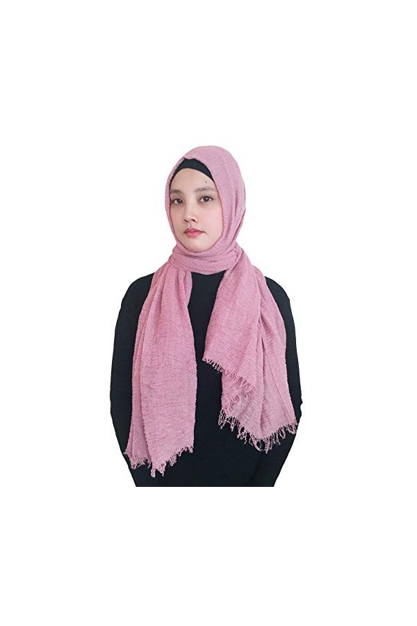 Lina & Lily Musulmane Foulard Hijab Franges Maxi Stretch Gris Foncé 