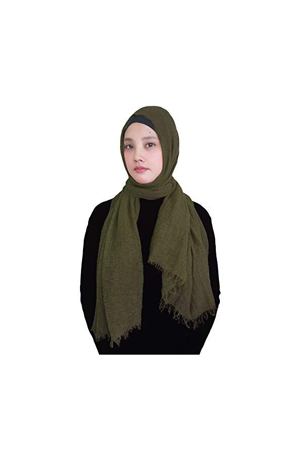 Lina & Lily Musulmane Foulard Hijab Franges Maxi Stretch Gris Foncé 