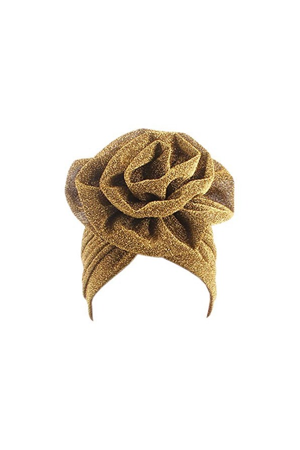 Surkat Turban à fleurs brillantes pour chimio, doré, Taille unique