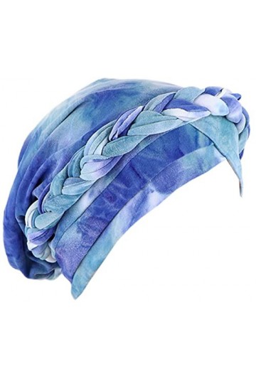 Turban pour femme pré-noué torsadé pour chimiothérapie contre le cancer, Bleu clair et vert tie-dye, M taille unique 