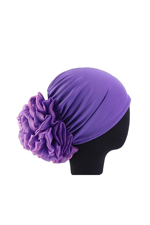 Lot de 2 turban élastiques à fleurs pour femme, Nouveau jaune, Taille unique