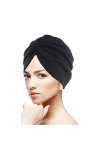 ASHILISIA Turban noué en coton Chapeau chimio Bandeau Turban musulman pour femme Accessoires cheveux - Rouge -