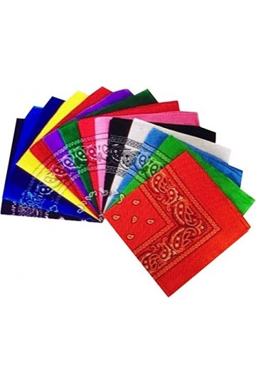 GFM Fashion Lot de 12 bandanas Noir/blanc/rouge/lilas/vert/vert citron/rose clair/fuchsia/orange/jaune/bleu ciel/bleu marine