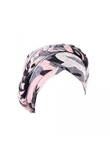Turban à imprimé floral - Tresse - Bonnet ample - Bonnet chimio, Rose camouflage, Taille M