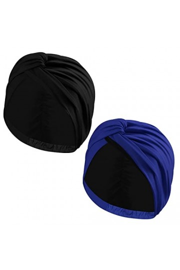 MoKo Bonnet Turban, 2 Pièces Bandeau Turban Femme Souple Bonnet de Nuit Croisé en Polyester, Turban Chimio Élastique Bandeau 
