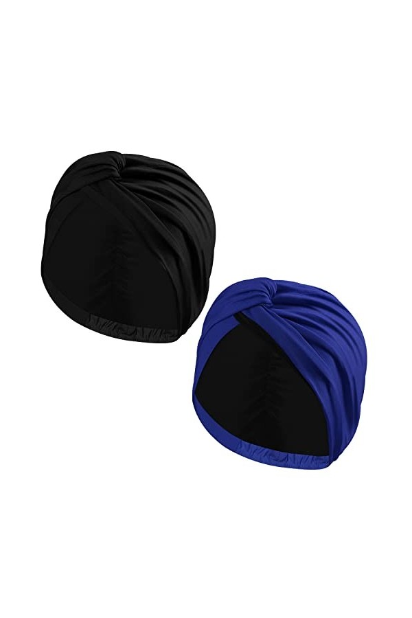 MoKo Bonnet Turban, 2 Pièces Bandeau Turban Femme Souple Bonnet de Nuit Croisé en Polyester, Turban Chimio Élastique Bandeau 