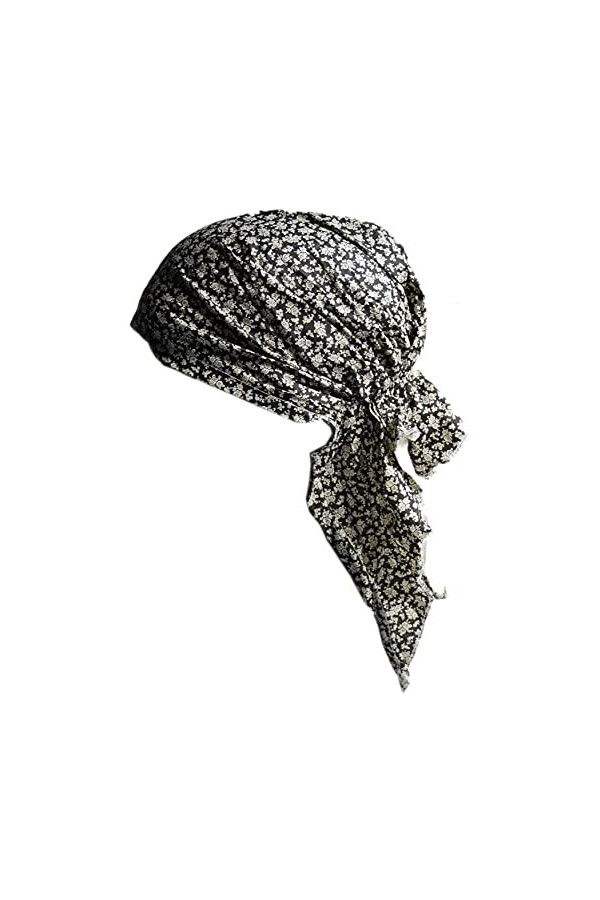 Cool4 A02 Bandana dété XL, Bleu marine avec motif floral cachemire vert beige, taille unique