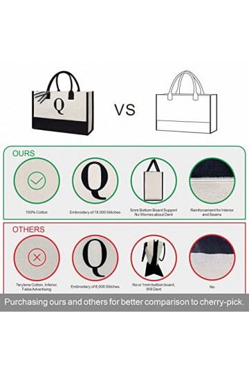 TOPDesign Sac à Main en Toile dOrigine avec Broderie, Sac Cadeau Personnalisé, Idéal pour Mariage, Anniversaire, Plage, Vaca