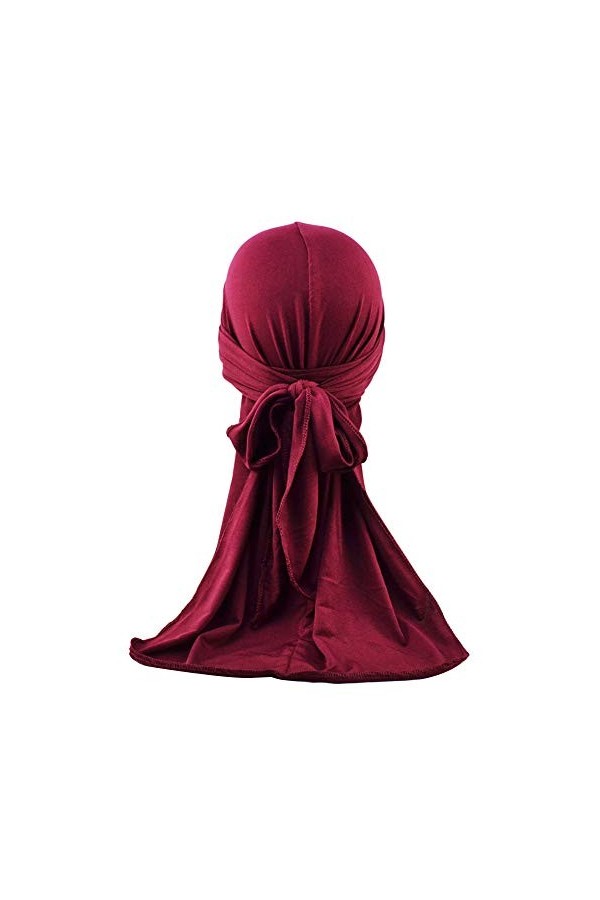 Asudaro Turban Bonnet, Durag Headwraps Chapeau de Pirate Bandanas Bandeaux Hip-hop à Longue Queue Casquette de Chimiothérapie
