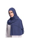 MOWEN Écharpe en mousseline de soie à bulles avec bonnet pour femme, hijab musulman léger, blanc, Large