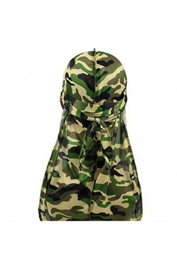 Haokaini Hommes Soyeux Durag Camo Mode Hip-Hop Ton Durag Casquette avec Longue Queue Chapeaux Tête Wrap 360 Vagues du-Rag Cha
