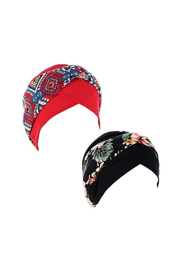 JDYaoYing Lot de 2 foulards turban musulman hijab cancer chimio pour femme - - Taille unique