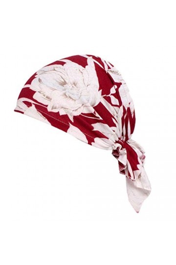 Hellery 2x Foulard Bonnet Bandana Coton Imprimé Turban pour Cancer, Chimie, Perte de Cheveux - Rouge + Noir