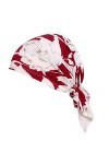 Hellery 2x Foulard Bonnet Bandana Coton Imprimé Turban pour Cancer, Chimie, Perte de Cheveux - Rouge + Noir