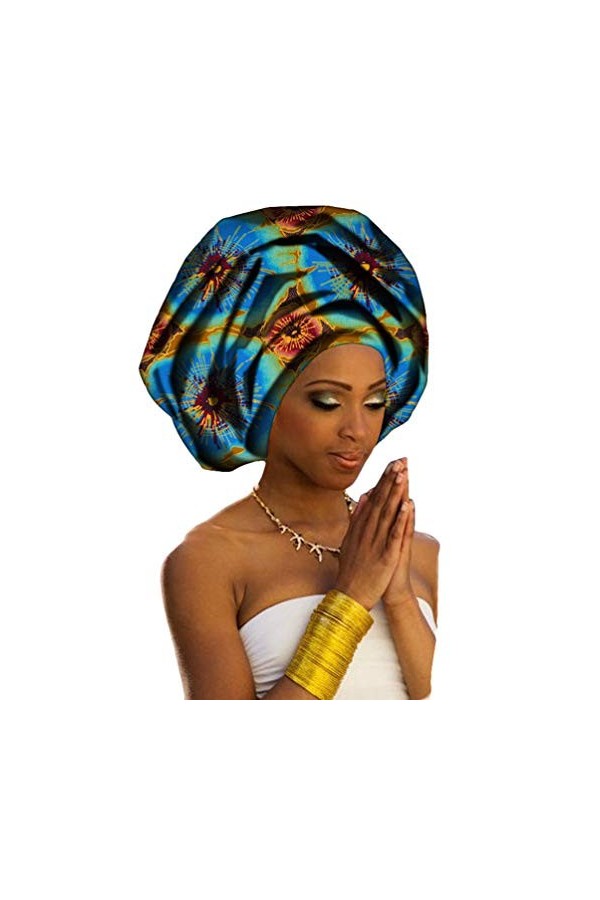 PengGengA Turban de Femmes Style National Foulard en Coton Tête Echarpe Longue avec Africaine Impression Element Headwraps S