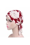 junengSO Bonnet de Chimio pour Femmes Turban Head Foulards Bonnet pré-attaché imprimé Floral Nouveau
