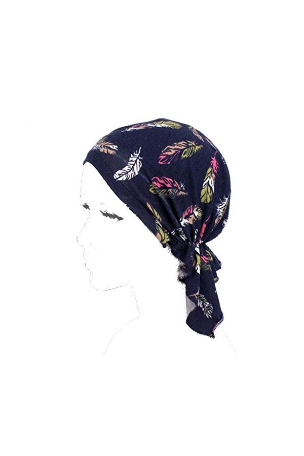 junengSO Bonnet de Chimio pour Femmes Turban Head Foulards Bonnet pré-attaché imprimé Floral Nouveau