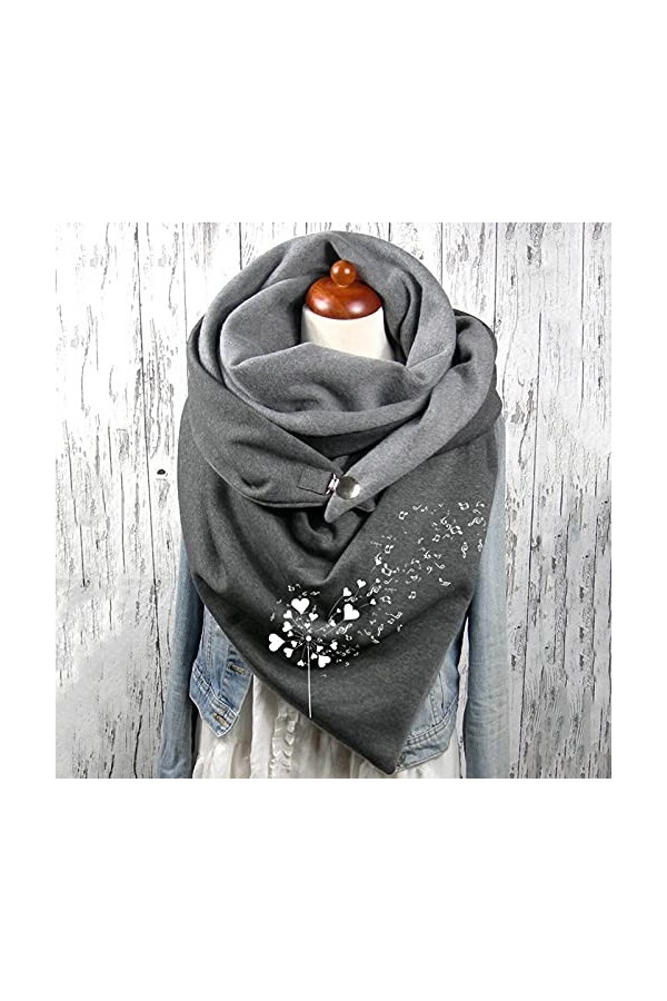 Générique Echarpes Chaud Femme Châle Triangle Oversize Automne Hiver avec Bouton Foulards Châle Vintage Chic Mode Scarf Doux 