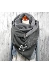 Générique Echarpes Chaud Femme Châle Triangle Oversize Automne Hiver avec Bouton Foulards Châle Vintage Chic Mode Scarf Doux 