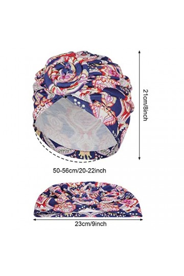 PHOGARY 4 Pièces Turban pour Femme, Foulard Chimio Pré-Noué Doux Bonnet Foulard Cheveux Bonnet Turban Chimio Plissé Turban Af