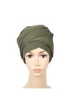 Foulard turban long africain pour cheveux style bohème, Z-Army Green, taille unique