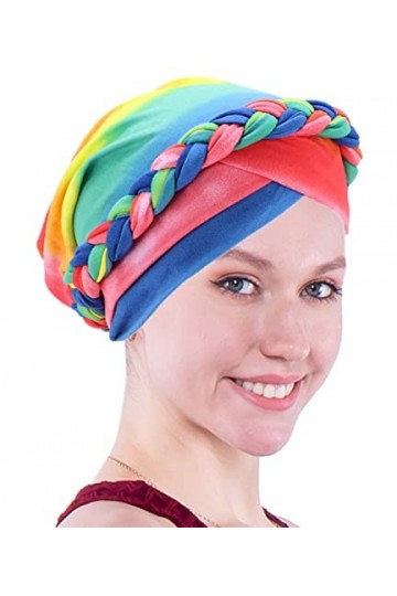 Coolwife Turban pour chimio cancer - Tresse torsadée - Couverture pour perte de cheveux, Arc-en-ciel, taille unique