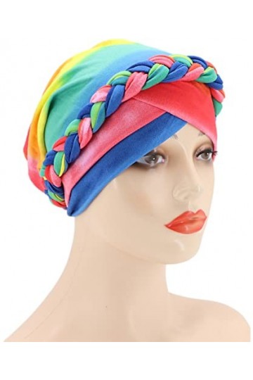 Coolwife Turban pour chimio cancer - Tresse torsadée - Couverture pour perte de cheveux, Arc-en-ciel, taille unique