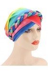 Coolwife Turban pour chimio cancer - Tresse torsadée - Couverture pour perte de cheveux, Arc-en-ciel, taille unique
