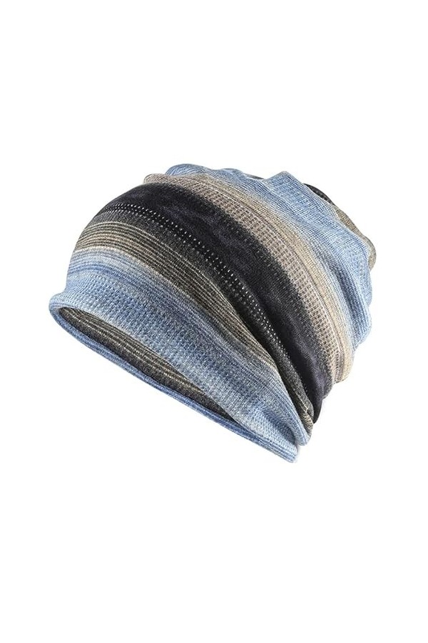 Couvre-chef chimio pour femme - Écharpes britanniques - Turban doux - Tissu en coton classique, bleu, taille unique