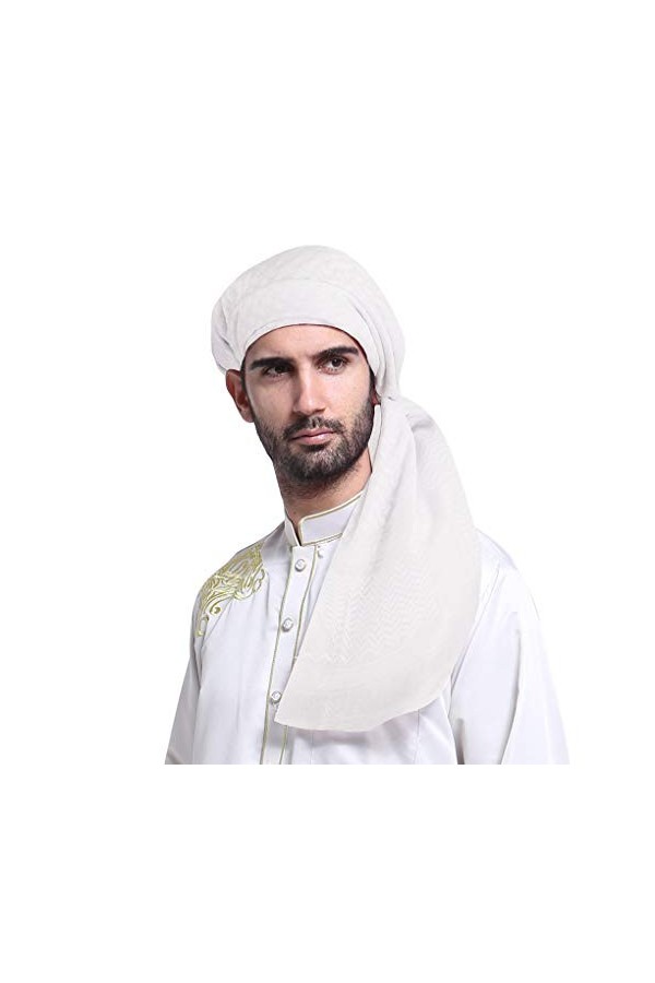 FakeFace Hijab Musulman Turban Homme Arabe Shemagh Respirant Foulard Musulman Classique Bandana Echarpe Douce Bonnet Couvre-c