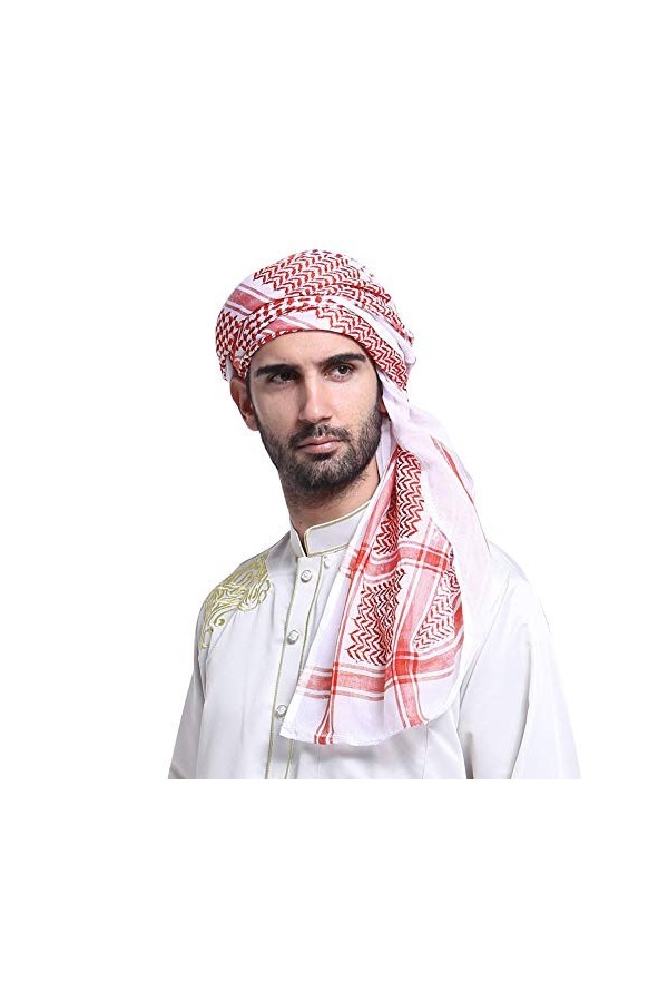 FakeFace Hijab Musulman Turban Homme Arabe Shemagh Respirant Foulard Musulman Classique Bandana Echarpe Douce Bonnet Couvre-c