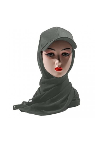 QXPDD Casquette de Baseball Cap Hijab Châle Simple Tissu Turban pour Femmes Respirant Foulard Musulman Hijab Cap,Gris foncé