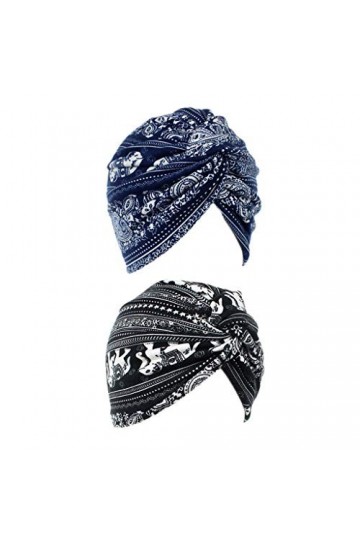 F Fityle 2pcs Bonnet Turban Chimio Femme Front Croisé Coton Stretch Bonnet de Nuit Chapeaux Bandeau Foulard Chimio Mode Musul