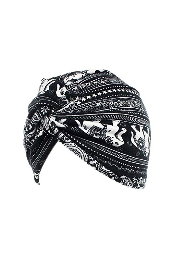 F Fityle 2pcs Bonnet Turban Chimio Femme Front Croisé Coton Stretch Bonnet de Nuit Chapeaux Bandeau Foulard Chimio Mode Musul