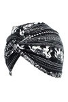 F Fityle 2pcs Bonnet Turban Chimio Femme Front Croisé Coton Stretch Bonnet de Nuit Chapeaux Bandeau Foulard Chimio Mode Musul