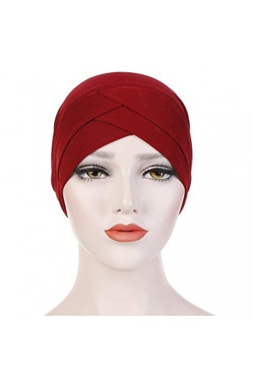 MoreChioce Bohême Turban Chapeau,Rétro Femme Bonnet Indienne Wrap Cap Musulman Coton Bandana Chimio Headwear Foulards,Croix 