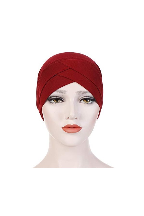 MoreChioce Bohême Turban Chapeau,Rétro Femme Bonnet Indienne Wrap Cap Musulman Coton Bandana Chimio Headwear Foulards,Croix 